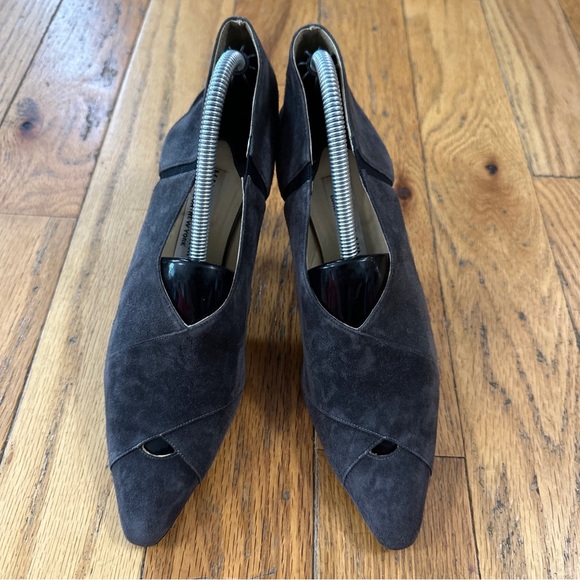Manolo Blahnik Gray Suede Leather Shoe Booties Size 39.5 - Picture 1 of 10